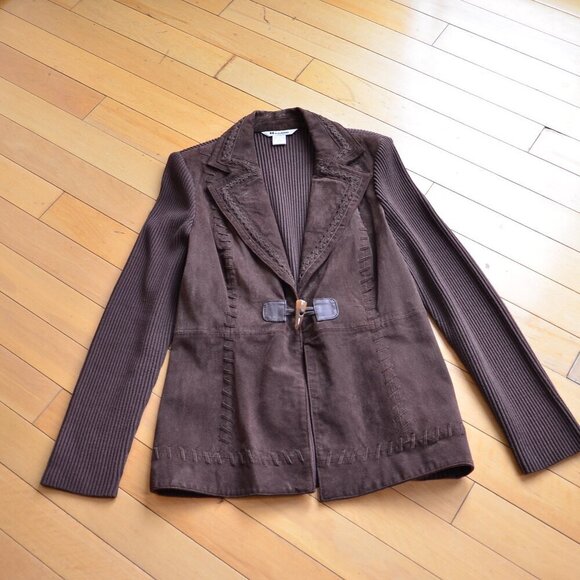 Nygard Brown Suede Leather Boho Horn Toggle Closure Jacket Size M 10-12 - Picture 1 of 13